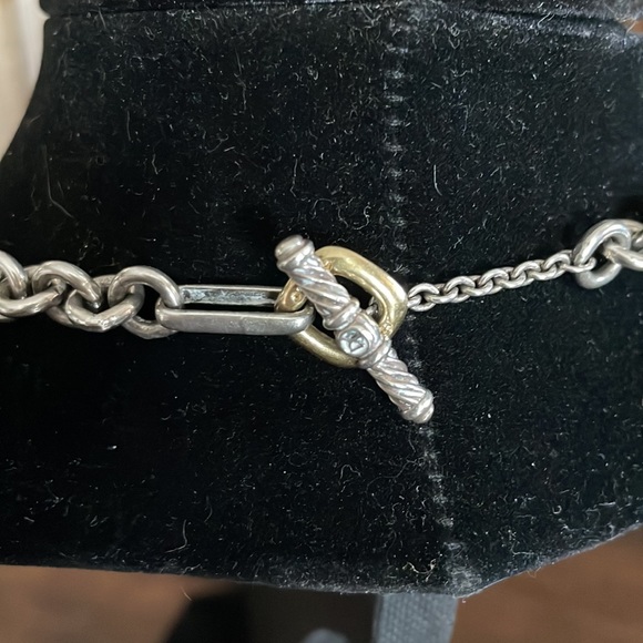 David Yurman Figaro Sterling Silver Chain with 18k Gold Link. - Picture 5 of 6